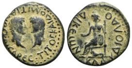 LYCAONIA. Laodicea Catacecaumene (as Claudiolaodicea Combusta). Titus and Domitian (Caesares, 69-79 and 69-81, respectively). Ae.
Obv: TITOC KAI ΔOMIT...