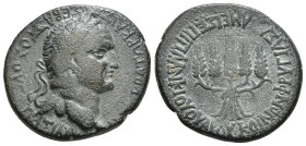 PHRYGIA. Apameia. Vespasian (69-79). Ae. Plancius Verus, magistrate.
Obv: AYTOKPATΩP KAIΣAP ΣEBAΣTOΣ OYEΣΠΑΣIANOΣ.
Laureate head right.
Rev: EΠΙ ΠΛΑΝΚ...
