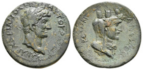 CILICIA, Anemurium. Hadrian. AD 117-138. Æ. Dated RY 4 (AD 119/120). Laureate head of Hadrian right / Veiled bust of Tyche right. 7,00 g - 25,00 mm Ve...