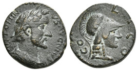 LYCAONIA. Iconium. Antoninus Pius (138-161). Ae.
Obv: ANTONINVS AVG PIVS.
Laureate, draped and cuirassed bust of Antoninus Pius right.
Rev: COL ICO.
H...