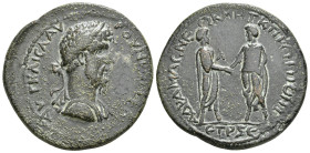 PONTUS. Amaseia. Lucius Verus (161-169). Ae. Dated CY 165 (162/3).
Obv: ΑVΤ ΚΑΙС Λ ΑVΡ OVΗΡOС СЄΒ.
Laureate, draped and cuirassed bust right.
Rev: ΑΔΡ...