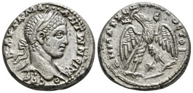 SELEUCIS & PIERIA. Laodicea ad Mare. Caracalla (197-217). Tetradrachm.
Obv: AYT K M A ANTΩNЄINOC CЄB.
Laureate head right.
Rev: ΔHMAPX ЄΞ YΠATOC TO Δ....
