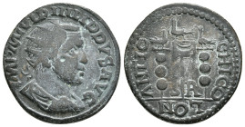 PISIDIA. Antioch. Philip I the Arab (244-249). Ae.
Obv: IMP M IVL PHILIPPVS AVG.
Radiate, draped and cuirassed bust right.
Rev: CAES ANTIOCHI COL / S ...