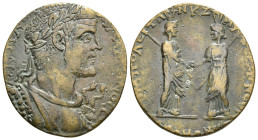 PHRYGIA. Hierapolis. Valerian I (253-260). Ae. Homonoia issue with Smyrna.
Obv: ΑΥ Κ Π Λ ΟΥΑΛЄΡΙΑΝΟϹ.
Laureate and cuirassed bust right, wearing aegis...