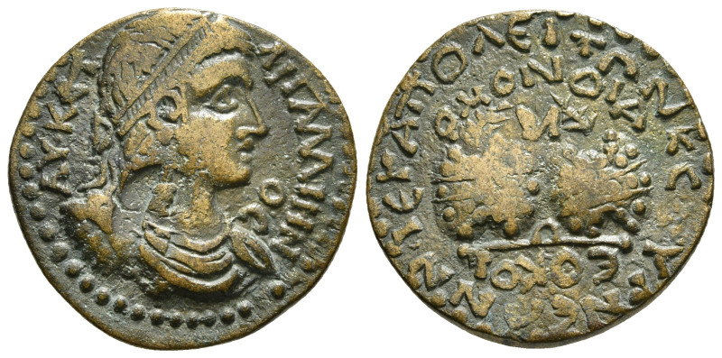 PHRYGIA. Hierapolis. Gallienus (253-268). Ae. Homonoia issue with Smyrna.
Obv: A...
