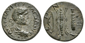 PISIDIA. Selge. Severus Alexander (222-235). Ae.
Obv: ΑΥ Κ Μ ΑΥΡ СЄΟΥ ΑΛЄΞΑΝΔΡΟС.
Laureate, draped and cuirassed bust right. Rev : 	ϹΕΛΓΕΩΝ , thunde...
