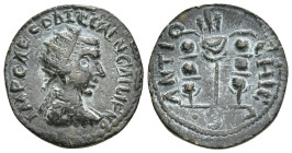 PISIDIA. Antioch. Gallienus (253-268). Ae.
Obv: INP CAI ΛICNI GALIHNVS.
Radiate head right.
Rev: ANTIOCHI CO / S R.
Vexillum topped by eagle and flank...
