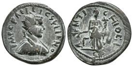PISIDIA. Antioch. Gallienus (253-268). Ae Triassarion.
Obv: IMP C P AЄI LIC CVLIЄNO AN.
Radiate, draped and cuirassed bust right.
Rev: ANTIOSHI COL A....