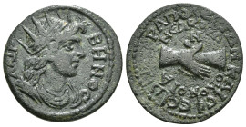 PHRYGIA. Hierapolis. Pseudo-autonomous. Time of Philip I 'the Arab' (244-249). Ae. Homonoia issue with Ephesus.
Obv: ΛΑΙΡΒΗΝΟϹ.
Radiate and draped bus...