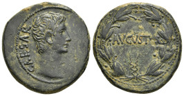 ASIA MINOR. Uncertain. Augustus (27 BC-14 AD). Ae.
Obv: CAESAR.
Bare head right.
Rev: AVGVSTVS.
Legend in one line within laurel wreath. 12,00 g - 27,...