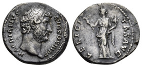 HADRIAN (117-138). Denarius. Rome.
Obv: HADRIANVS AVG COS III P P.
Bare head right.
Rev: FELICITAS AVG.
Felicitas standing left, holding caduceus and ...