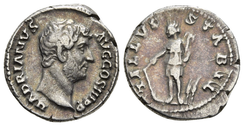 HADRIAN (117-138). Denarius. Rome.
Obv: HADRIANVS AVG COS III P P.
Laureate bust...