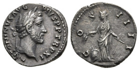 ANTONINUS PIUS (138-161). Denarius. Rome.
Obv: ANTONINVS AVG PIVS PPTR PXII.
Laureate head right.
Rev: COS IIII.
Annona standing left, holding anchor ...