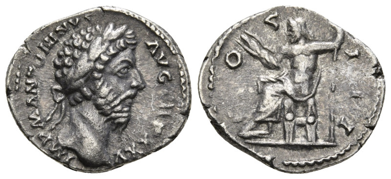 MARCUS AURELIUS (161-180). Denarius. Rome.
Obv: M ANTONINVS AVG TR P XXV.
Laurea...