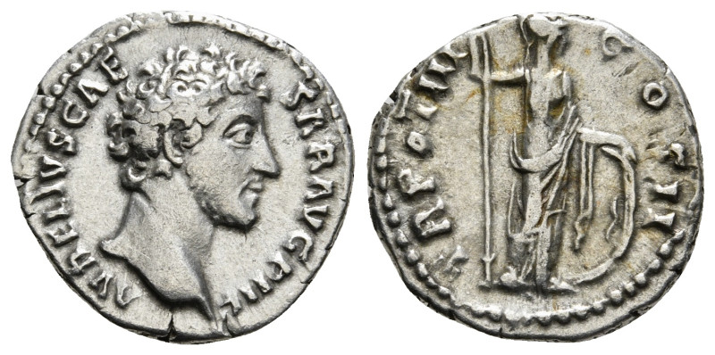 MARCUS AURELIUS (Caesar, 139-161). Denarius. Rome.
Obv: AVRELIVS CAESAR AVG PII ...
