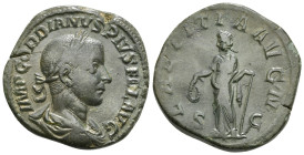 GORDIAN III (238-244). Sestertius. Rome.
Obv: IMP GORDIANVS PIVS FEL AVG.
Laureate, draped and cuirassed bust right.
Rev: LAETITIA AVG N / S - C.
Laet...