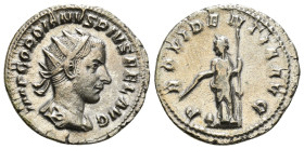 GORDIAN III (238-244). Antoninianus. Rome.
Obv: IMP GORDIANVS PIVS FEL AVG.
Radiate, draped and cuirassed bust right.
Rev: PROVID AVG.
Providentia...
