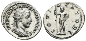 GORDIAN III (238-244). Antoninianus. Rome.
Obv: IMP GORDIANVS PIVS FEL AVG.
Radiate, draped and cuirassed bust right.
Rev: IOVI STATORI.
Jupiter stand...