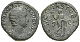 JULIA MAMAEA (Augusta, 222-235). Sestertius. Rome.
Obv: IVLIA MAMAEA AVGVSTA.
Draped bust right, wearing stephane.
Rev: FELICITAS PVBLICA / S - C.
Fel...