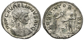 AURELIAN (270-275). Antoninianus. 
Obv: IMP AVRELIANVS AVG.
Radiate, draped and cuirassed bust right.
Rev: RESTITVT ORIENTIS 
Female figure standing r...