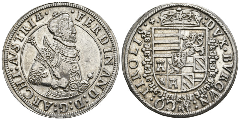 HOLY ROMAN EMPIRE. Ferdinand II (Archduke, 1564-1595). Taler. Hall.
Obv: FERDINA...