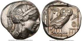 ATTICA. Athens. Ca. 440-404 BC. AR tetradrachm (25mm, 17.17 gm, 4h). NGC Choice XF 4/5 - 3/5, brushed. Mid-mass coinage issue. Head of Athena right, w...