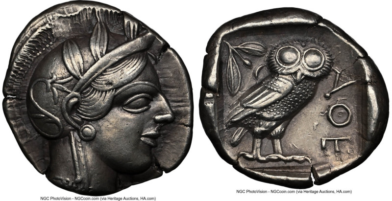 ATTICA. Athens. Ca. 440-404 BC. AR tetradrachm (25mm, 17.14 gm, 9h). NGC XF 5/5 ...