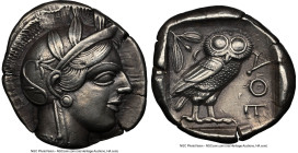 ATTICA. Athens. Ca. 440-404 BC. AR tetradrachm (25mm, 17.14 gm, 9h). NGC XF 5/5 - 4/5, brushed. Mid-mass coinage issue. Head of Athena right, wearing ...