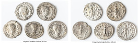 ANCIENT LOTS. Roman Imperial. Lot of five (5) AR denarii. VG-Choice Fine. Includes: Five Roman Imperial AR denarii, various rulers and types. SOLD AS ...