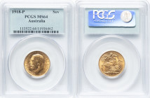 George V gold Sovereign 1918-P MS64 PCGS, Perth mint, KM29, S-4001. HID09801242017 © 2024 Heritage Auctions | All Rights Reserved www.HA.com/TexasAuct...