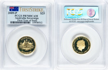 Elizabeth II gold Proof 25 Dollars (Sovereign) 2009-P PR70 Deep Cameo PCGS, Perth mint, KM-Unl. Sovereign. First year of Issue and First Strike. HID09...