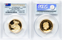 Elizabeth II gold Proof "High Relief - Koala" 100 Dollars (1 oz) 2009-P PR70 Deep Cameo PCGS, Perth mint, KM-Unl. Mintage: 2,000. First Strike. Bullio...