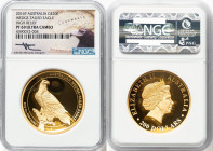 Elizabeth II gold Proof "High Relief - Wedge-Tailed Eagle" 200 Dollars (2 oz) 2016-P PR69 Ultra Cameo NGC, Perth mint, KM-2217. Slab hand signed by de...