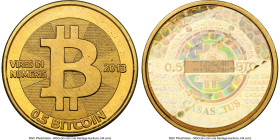 Casascius brass Unloaded (Redeemed) 0.5 Bitcoin (BTC) 2013 MS65 NGC, Ahonen-pg 100. Total Issued 3,084. Series 2. Type PF. 25.4mm. Firstbits 125sZ4rr....