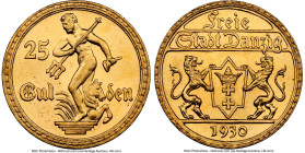 Free City gold 25 Gulden 1930 MS63+ NGC, Berlin mint, KM150, Fr-44. Mintage: 4,000. HID09801242017 © 2024 Heritage Auctions | All Rights Reserved www....