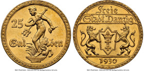 Free City gold 25 Gulden 1930 MS63 NGC, Berlin mint, KM150, Fr-44. Mintage: 4,000. HID09801242017 © 2024 Heritage Auctions | All Rights Reserved www.H...