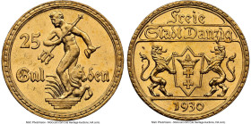 Free City gold 25 Gulden 1930 MS63 NGC, Berlin mint, KM150, Fr-44. Mintage: 4,000. HID09801242017 © 2024 Heritage Auctions | All Rights Reserved www.H...