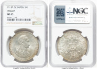 Prussia. Wilhelm II 5 Mark 1913-A MS63 NGC, Berlin mint, KM536, J-114. HID09801242017 © 2024 Heritage Auctions | All Rights Reserved www.HA.com/TexasA...