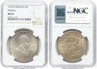Prussia. Wilhelm II 5 Mark 1914-A MS63 NGC, Berlin mint, KM536, J-114, Dav-791. Two year type. HID09801242017 © 2024 Heritage Auctions | All Rights Re...