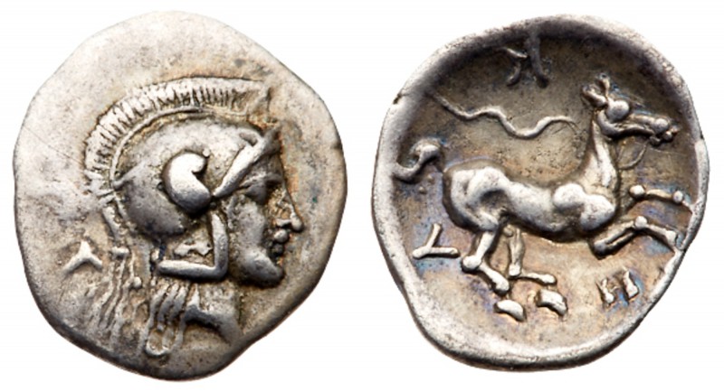Arkadia, Kleitor. Silver Obol (0.88 g), ca. 370-350 BC. Head of Athena right, we...