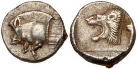 Mysia, Kyzikos. Silver Diobol (1.24 g), ca. 450-400 BC. EF