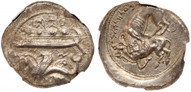 Phoenicia, Byblos. 'Ozba'al. Silver Shekel (13.20 g), ca. 400-365 BC. Galley sai...
