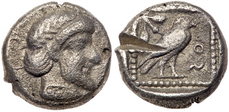 Philistia, Gaza. Silver Drachm (3.78 g), 5th-4th centuries BC. Archaic-style lau...