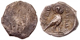 Judaea, Yehud (Judah). Hezekiah. Silver 1/2 Ma'ah Obol (0.20 g), ca. 333/2-302/1 BCE. EF