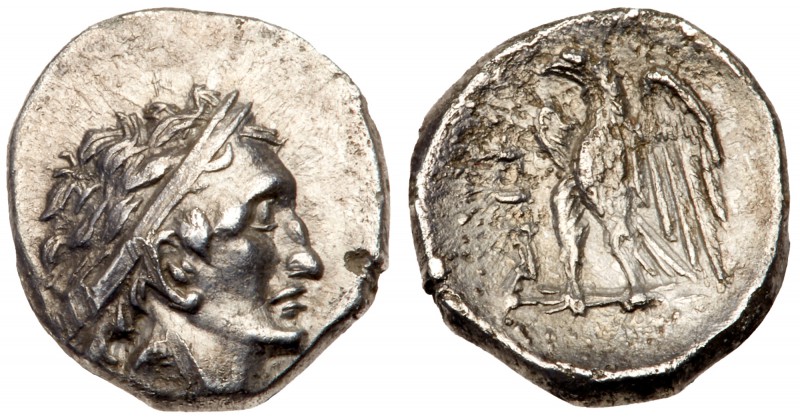 Judaea, Yehud. Ptolemy II Philadelphos. Silver Ma'ah Obol (0.76 g), 285-246 BCE....