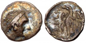 Judaea, Ptolemaic occupation. Ptolemy II Philadelphos. Silver 1/4 Ma'ah Obol - Tetartemorion (0.14 g), 285-246 BC. EF