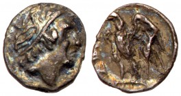 Judaea, Ptolemaic occupation. Ptolemy II Philadelphos. Silver 1/4 Ma'ah Obol - Tetartemorion (0.10 g), 285-246 BC. EF