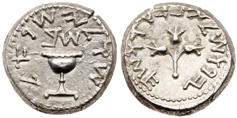 Judaea, The Jewish War. Silver Shekel (13.88 g), 66-70 CE. Jerusalem, year 2 (67...