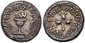 Judaea, The Jewish War. Silver 1/2 Shekel (6.60 g), 66-70 CE. VF