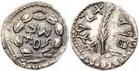 Judaea, Bar Kokhba Revolt. Silver Zuz (3.08 g), 132-135 CE. VF